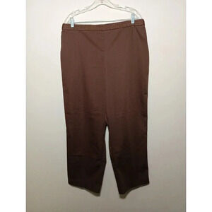 Alfred Dunner Pants Dress Slacks Women's Elastic Waist Flat Front Size 18 Brown